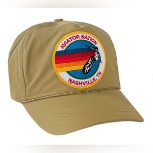 Aviator Nation Signature Nashville Vintage Nylon Trucker Hat Khaki One Size